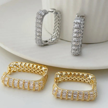 Big Gold Studded Square Hoops