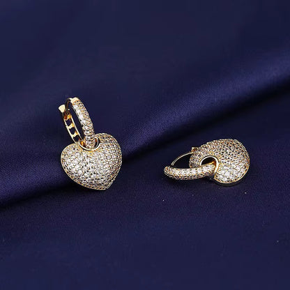Studded Heart Bali Earrings-Gold & Silver