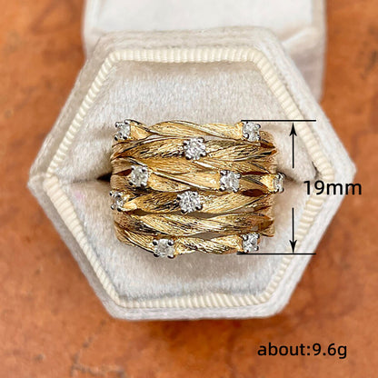 Wineyard Studded Statement Ring-Gold