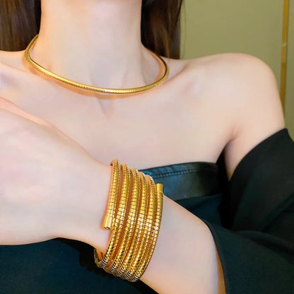 Stainless Steel Coil Bracelet-Large