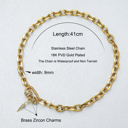 Carabiner Spike Necklace-Gold