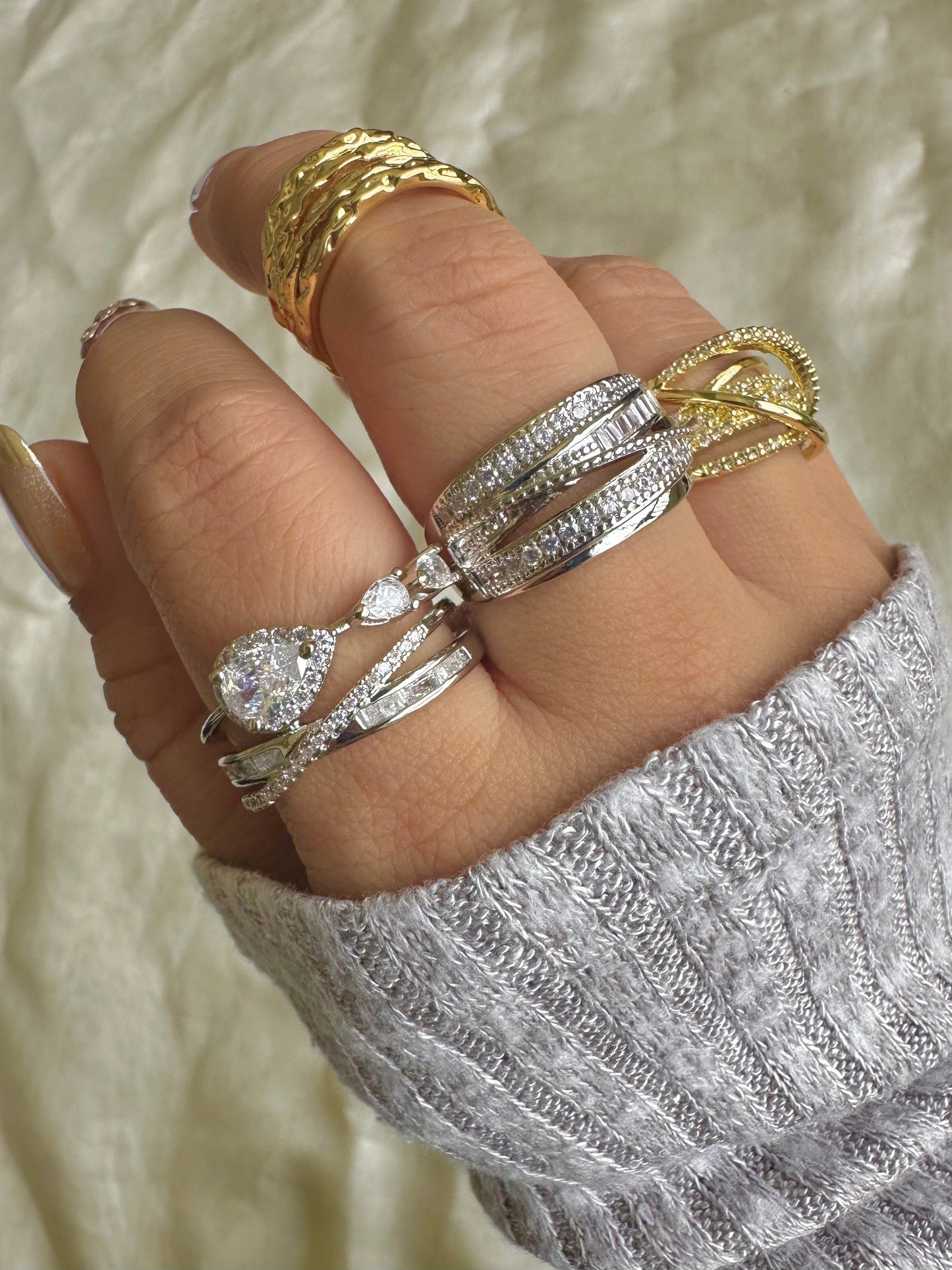 Three Drop Solitaire Ring