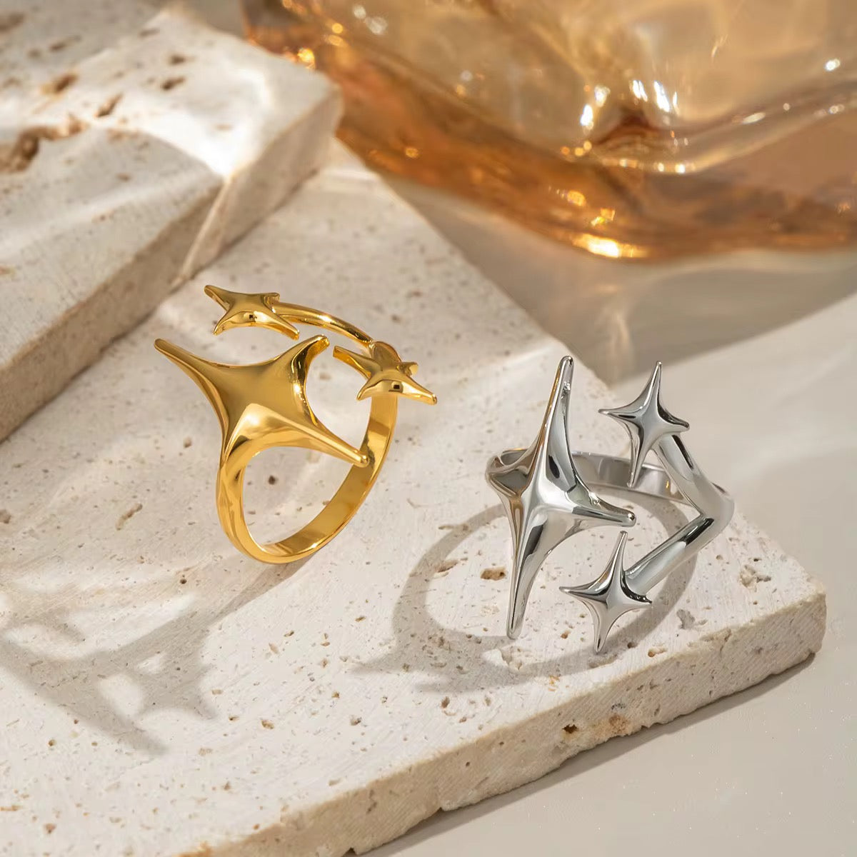 Triple Star Ring-Gold