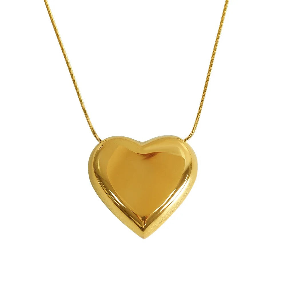 Solid Heart SS Necklace