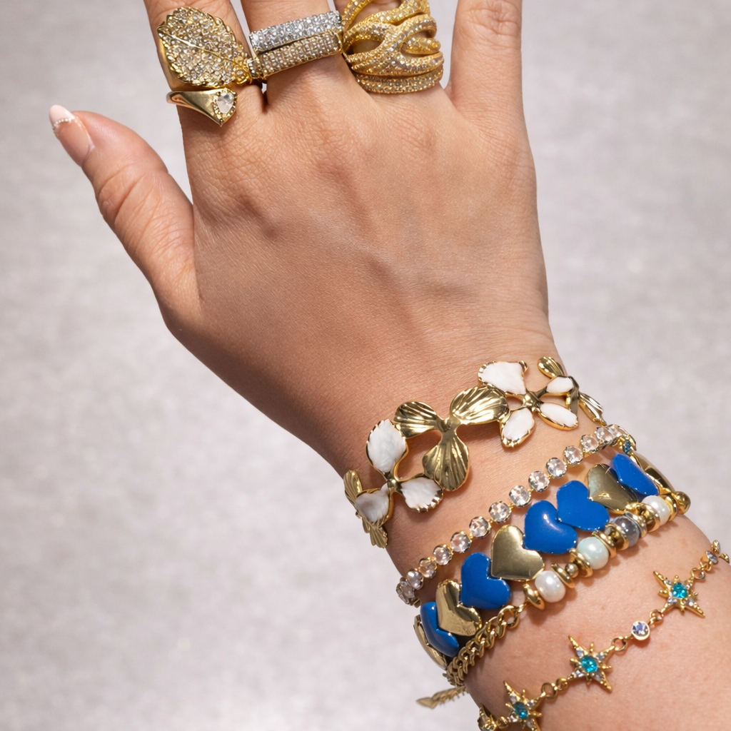Golden Heart Colorful Stretchy Bracelets-4 Colors