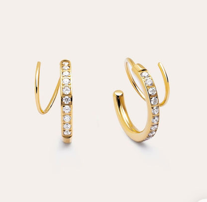 Dual Ring Earrings-Gold
