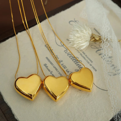 Solid Heart SS Necklace