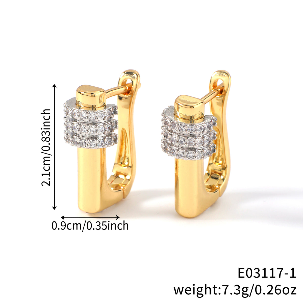 Luxe Bar Squre Stud Earrings-Gold