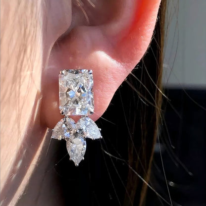 3 Solitaire Stud Earrings- Silver