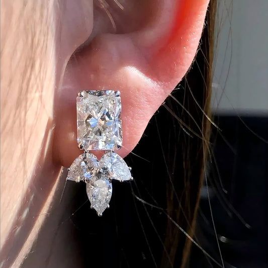 3 Solitaire Stud Earrings- Silver