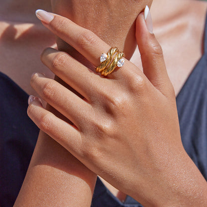 Classic Wave Stacked Diamond Bands-3 Variants
