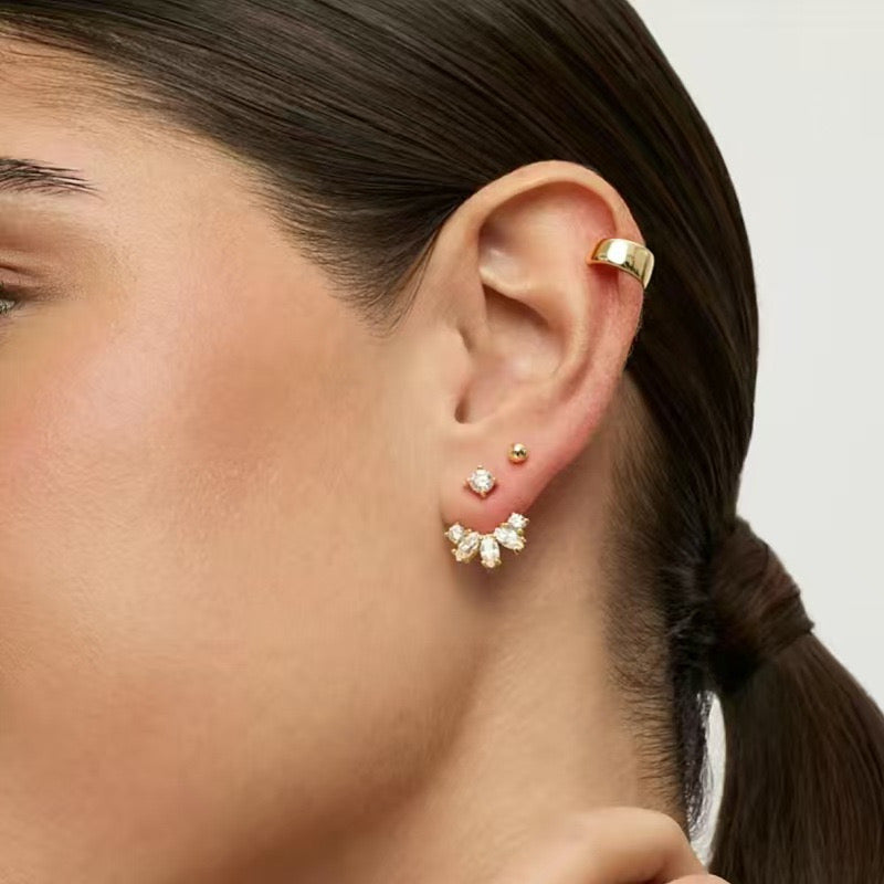 Celestial Ear Jacket F&B Stud Earrings-Gold