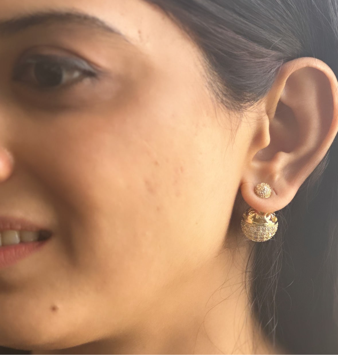 Studded Sandwich Earrings-Gold and Silver