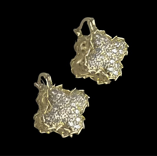 Studded Clover Gold Bali Earrings