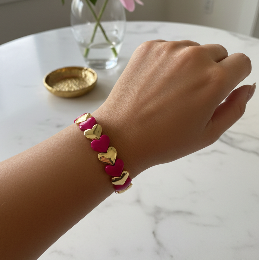 Golden Heart Colorful Stretchy Bracelets-4 Colors
