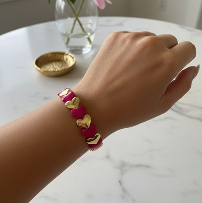 Golden Heart Colorful Stretchy Bracelets-4 Colors