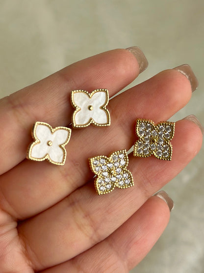 Flower & Clover Stud Earrings