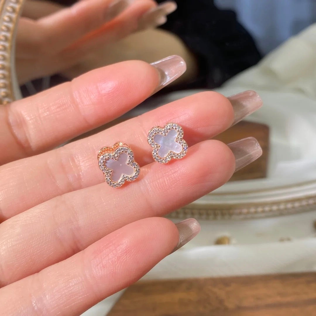 Studded Clover Double Sided Earrings-Reversible