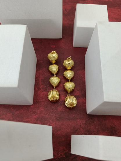 Jewel Toned Heart Orb Earrings-2Types