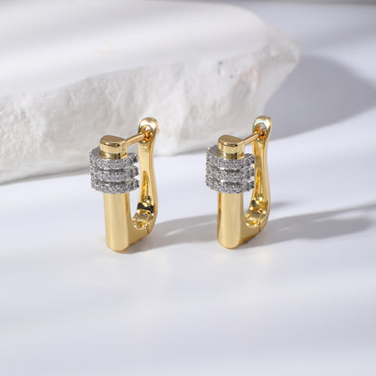Luxe Bar Squre Stud Earrings-Gold