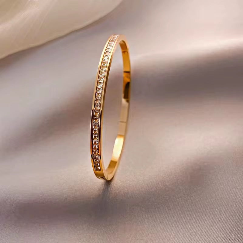 Flat Tennis Openable Kada SS Bracelet- Gold