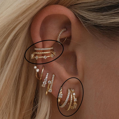 Triple Stack Luxe Earrings & Cuffs Set