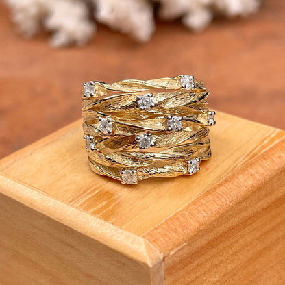Wineyard Studded Statement Ring-Gold