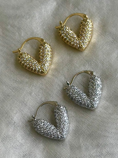 Studded Heart Bali Earrings