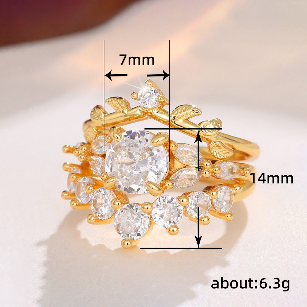 Regal Bloom 2 Pc Gold Stacking Rings