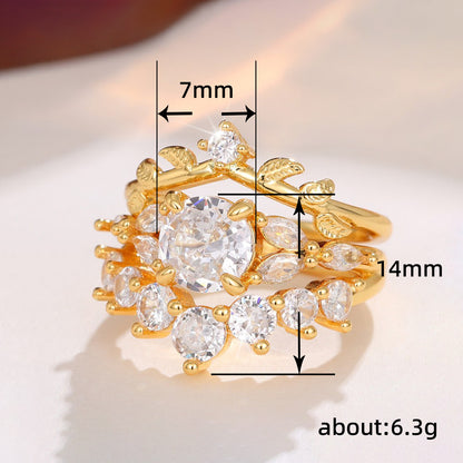 Regal Bloom 2 Pc Gold Stacking Rings