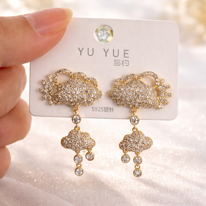 Studded Cloud Earrings-Gold