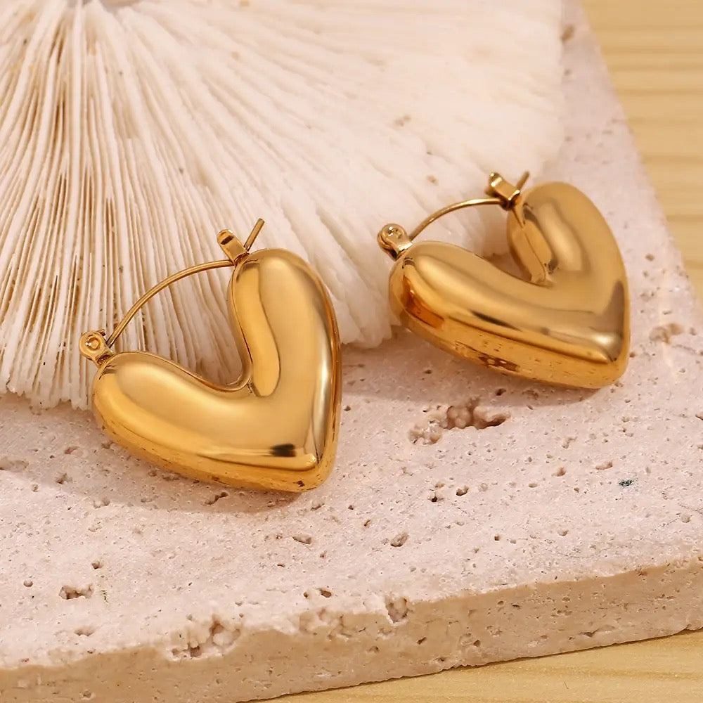 Heart Solid SS Bali -Gold