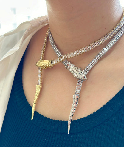 Serpant Baguette Necklace-Silver