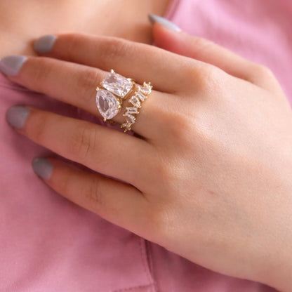 Duo Radiance Solitaire Ring 2 Pc Combo-Gold