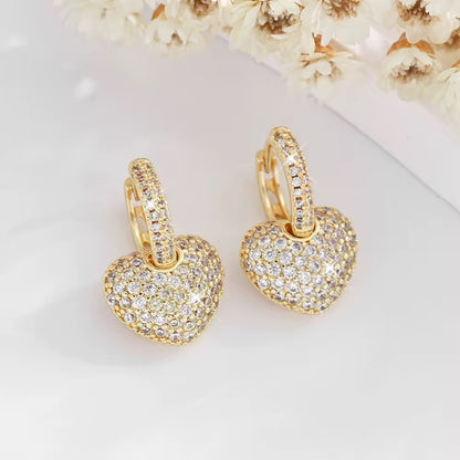 Studded Heart Bali Earrings-Gold & Silver
