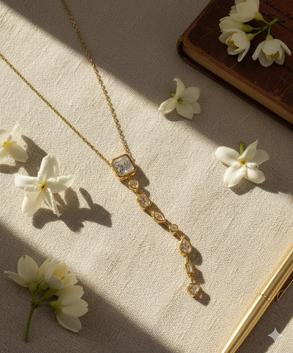 Verticle Gemstone Drop Necklace- 2 Styles