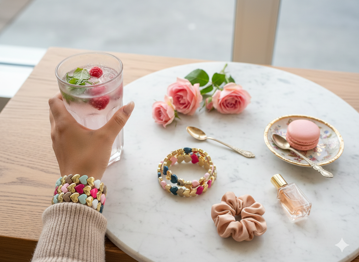 Golden Heart Colorful Stretchy Bracelets-4 Colors