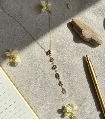 Verticle Gemstone Drop Necklace- 2 Styles