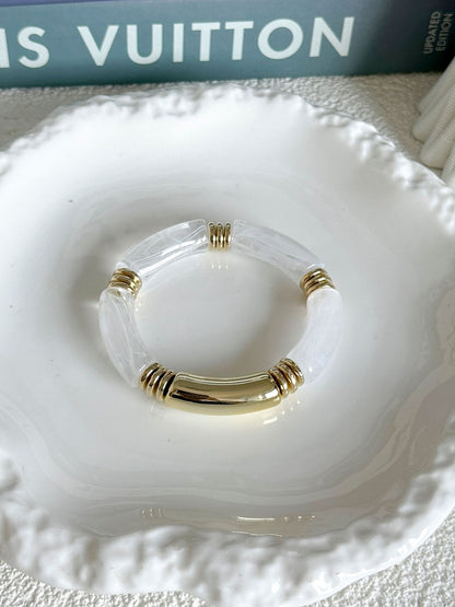 Sand & Pearl Elastic Bangles-3 Options