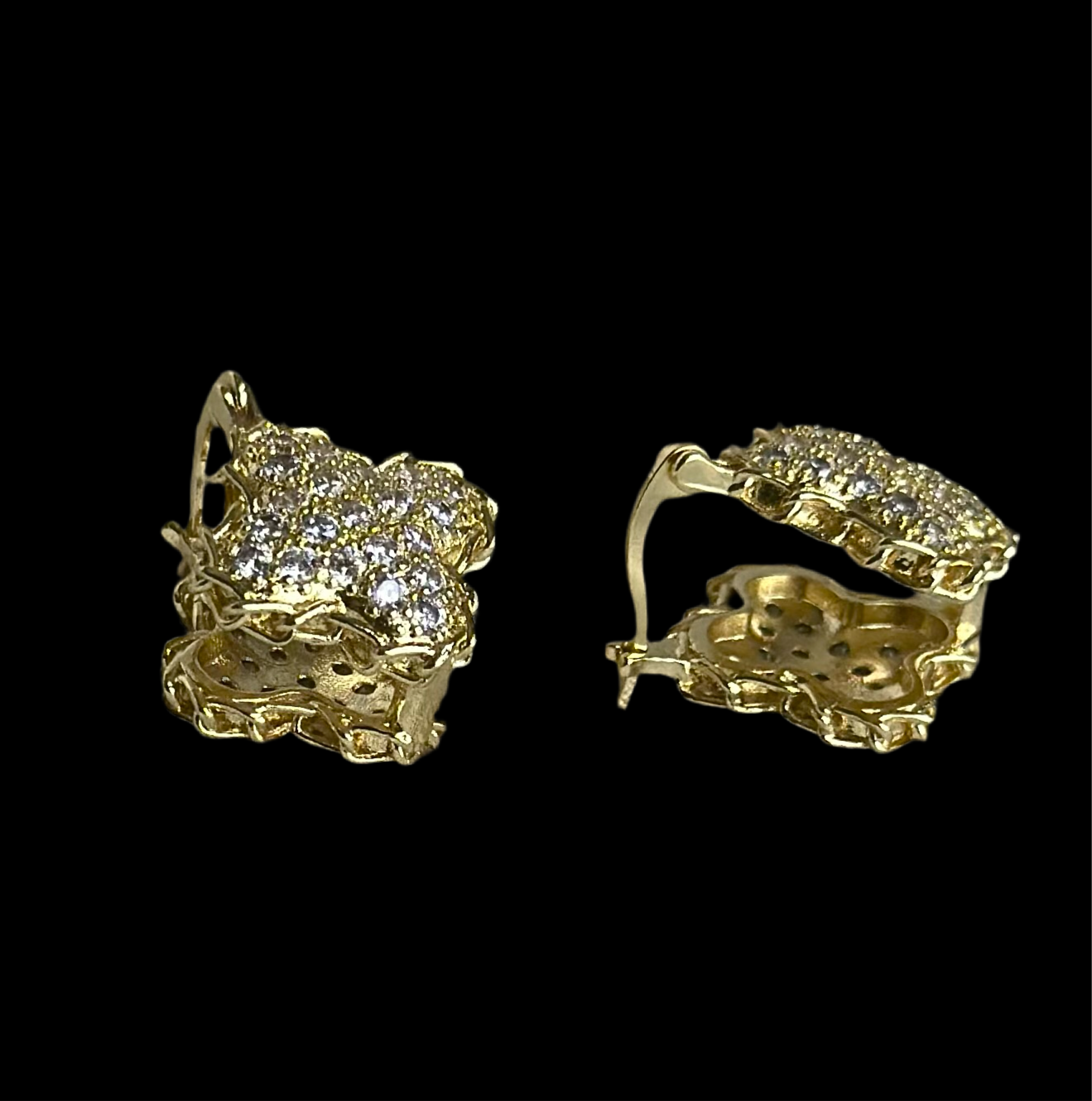 Studded Clover Gold Bali Earrings
