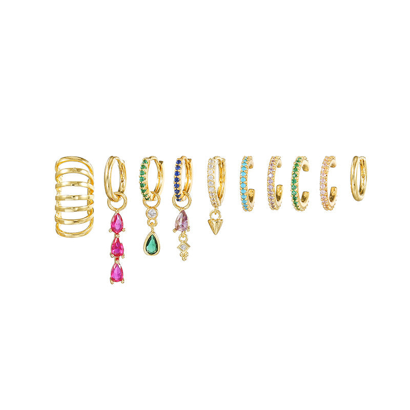 Luxe Rainbow Cuff & Earrings Set-Gold ()