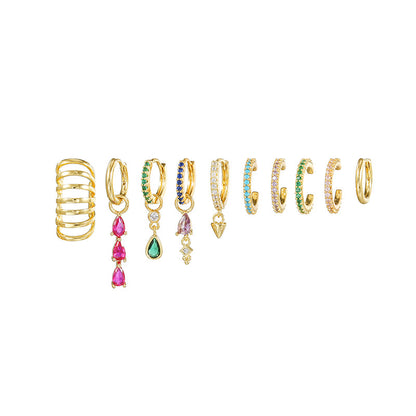 Luxe Rainbow Cuff & Earrings Set-Gold ()