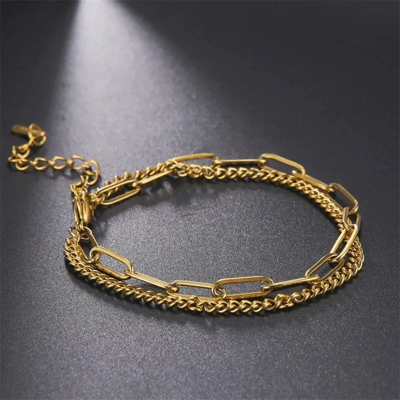 Double Layered SS Chain Bracelet