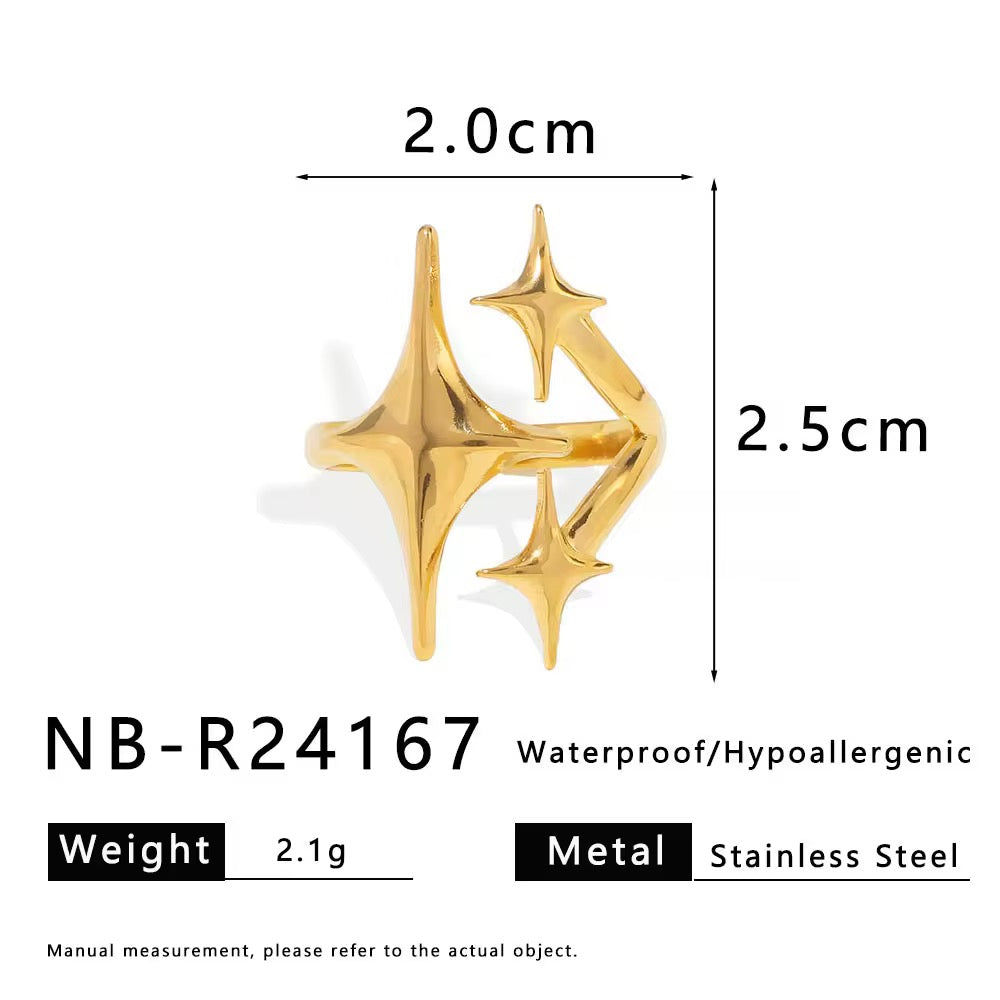 Triple Star Ring-Gold