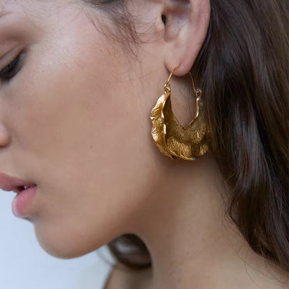 Hammered Hollow Hoop Earrings-Gold & Silver