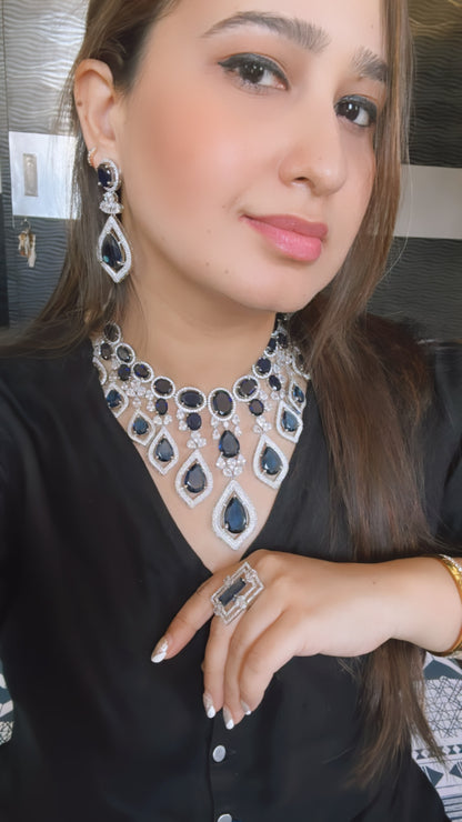 Royal Blue Maharaja Necklace Set