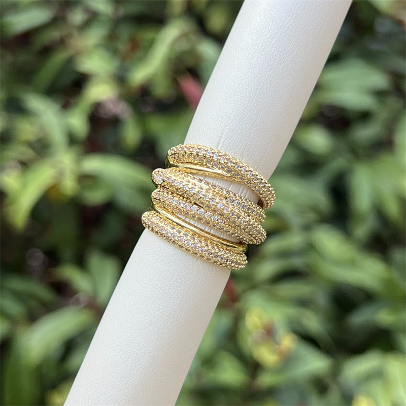 Chunky Twist Layered Ring-Gold