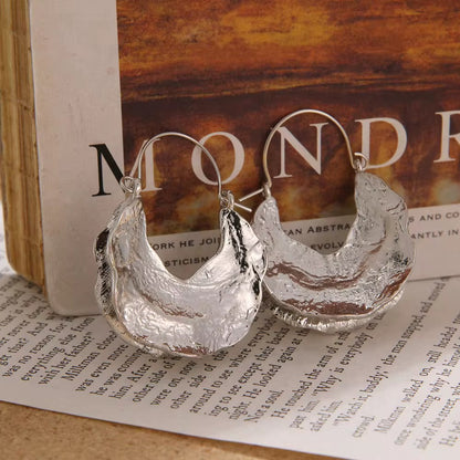 Hammered Hollow Hoop Earrings-Gold & Silver