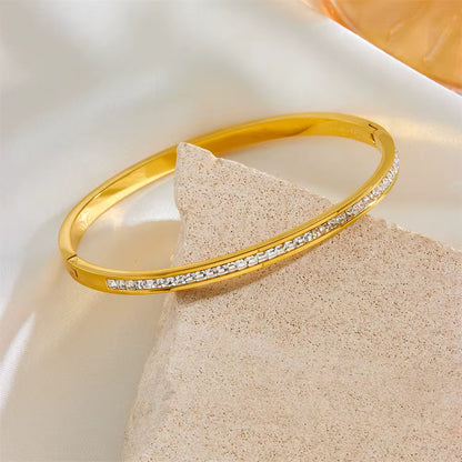 Flat Tennis Openable Kada SS Bracelet- Gold