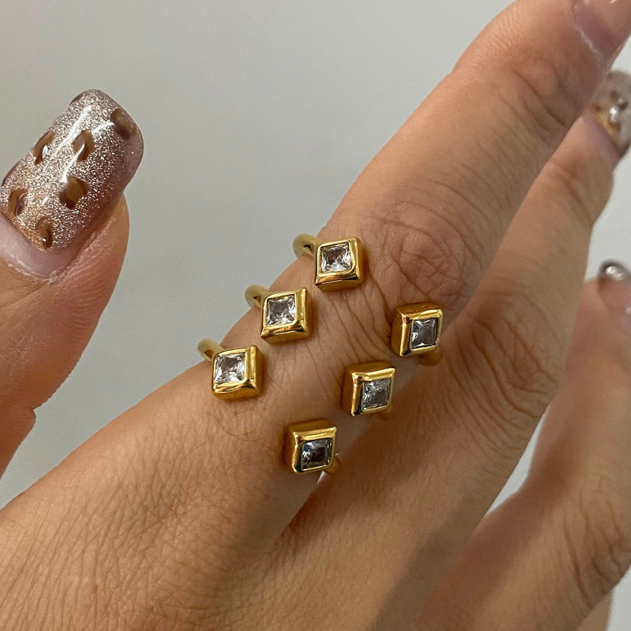 Triple Band Stone Ring